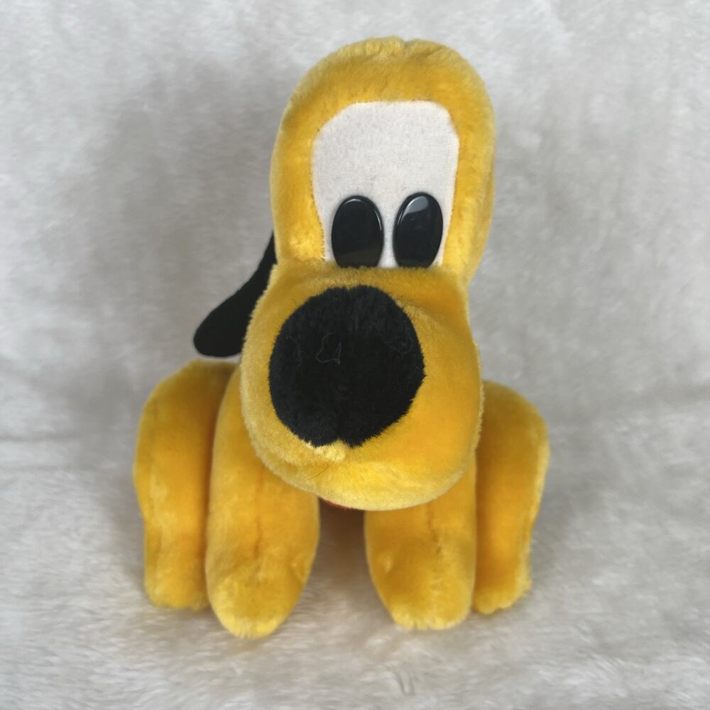 VTG PLUTO Disneyland Walt Disney World Plush Stuffed Animal Dog Toy Red Collar